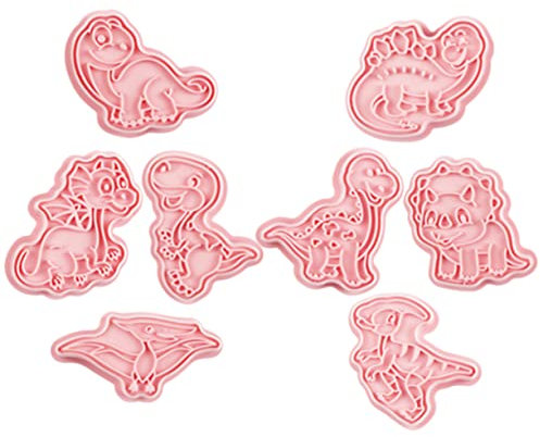Holibanna 8pcs Dinosaur Cookie Cutters for Boys and Girls Plastic Cookie Molds for Baking Funny Pastry Biscuit Cutters Great for Dinosaur Pancake Molds for Birthday Decorations