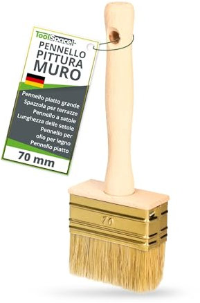 ToolSpace Pennello 70 mm Pennellessa Grande con Setola Naturale con Manico Legno per la Pittura Muro Pareti Plafone - per Vernice Interne Facciate Acrilica - per Parete Calce per Decorare
