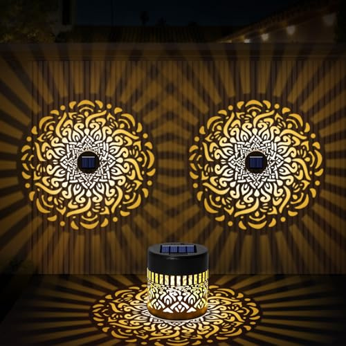 AOOTE Lanterna Solare da Giardino Esterni, 2 Pezzi Solari da Giardino in Metallo, IP65 Impermeabile Lanterne Solari da Esterno, per Patio, Prato, Festa, Terrazza, Natale, Orientale Decorazione
