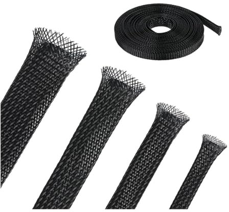 Gaine de câble tressée Extensible en Pet, Gaine rétractable for câbles Audio et vidéo domestiques, for câbles d'alimentation USB et Audio et vidéo(12mm,1M)