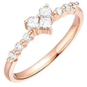 Whoiy Eheringe Damen Rotgold Echt, Verlobungs Ring 750 Echt Gold mit 0.21ct Diamant Herz Trauringe 18k für Frauen Gr. 63 (20.1)
