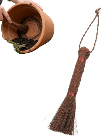 Eoixuqba - Cepillo de café en polvo, escoba de limpieza, herramientas de fibra de palmera, para tierra en maceta de jardín de interior y exterior