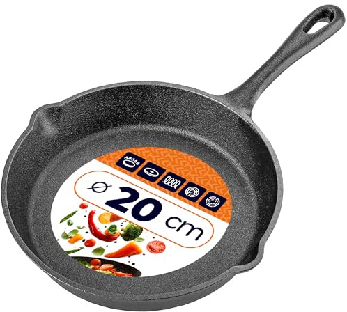 KADAX Gusseisenpfanne 20 cm, Pfanne aus Gusseisen, induktionsgeeignet & backofenfest, Gusspfanne für Induktion, Grillpfanne, gusseiserne Bratpfanne, Steakpfanne