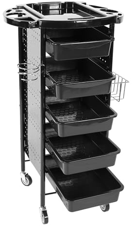 LUCKDANO Frisörvagn Frisör Denna 6-vånings Förvaringsvagn med Hjul är Designad Speciellt för Frisörsalonger och skönhetssalonger. Lätt och Robust, den Har Svart