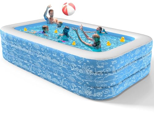 CACSPS Piscines gonflables, 337,8 x 177,8 x 50,8 cm, piscine gonflable pleine grandeur pour enfants et adultes, piscine familiale durable, piscine pour enfants pour jardin, intérieur