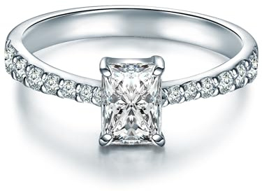 Trilani Damen Verlobungsring 925/- Sterling Silber mit Zirkonia in Brilliantschliff Solitärring Eckig Antragsring Trauring