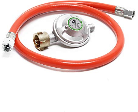 Wiltec Druckminderer auf 50 mbar mit 80 cm Propanschlauch für Gaszylinder mit Eingang Ø 1/14 / 21,8 mm LH Gasdruckregler Druckregler Gasregler Gasdruckminderer