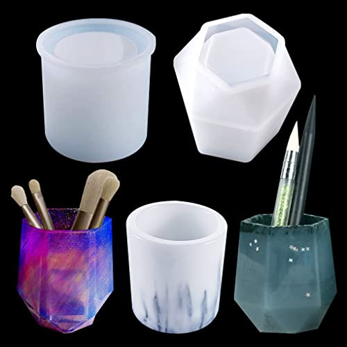 FineInno 2 PZ Stampi Resina Portapenne Pen Holder Resin Mold Stampo Silicon Vaso da Fiori Stampi per Colata Scatola per DIY Candeliere Porta Pennelli per Cosmetici