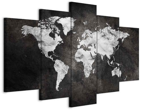 artgeist Acoustic Canvas Wall Art World Map 90x45 in - 5pcs Picture with Acoustic Foam Sound Print Artwork Room Acoustics Soundproofing k-A-0430-b-m