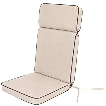1-Stück Stuhlauflagen für Gartenmöbel Sitzpolster für Hochlehner, Gartenmöbelauflagen, Gartenstuhl-Auflage - 120 x 50 x 5 cm - Beige