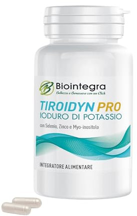 Biointegra TiroidynPro Integratore Ioduro di Potassio, Iodio 225mcg, Arricchito con Zinco e Selenio, Con Myo-Inositolo, 60 capsule
