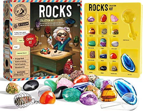 EDUMAN Mineralien Set 16 Stück Edelstein für Kinder, Mineraliensammler und Edelstein-Liebhaber, Perfekt Kindergeburtstag Mitgebsel Gastgeschenke Set Mädchen Jungen 6 8 12 Jahre