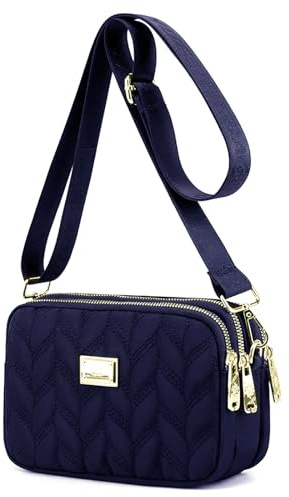 LassZone Ladies Crossbody Bag Multi-Pocket Shoulder Bag Waterproof Nylon Handbag Small Cellphone Purse Wallet for Women