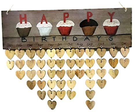Familien-geburtstagstafel, Familien-geburtstagskalender, Wandbehang, Holz-geburtstags-erinnerungstafel Mit Herz-anhänger-dekoration