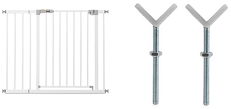Hauck Türschutzgitter/Treppenschutzgitter für Kinder Open N Stop KD Safety Gate inkl. 21 cm Verlängerung/ohne Bohren / 96-101 cm breit weiß & Y-Spindel, für Geländer