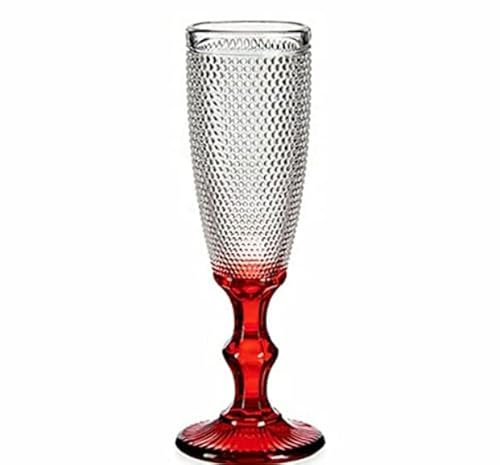 Copa de champán Rojo Transparente Puntos Vidrio 6 Unidades (180 ml)