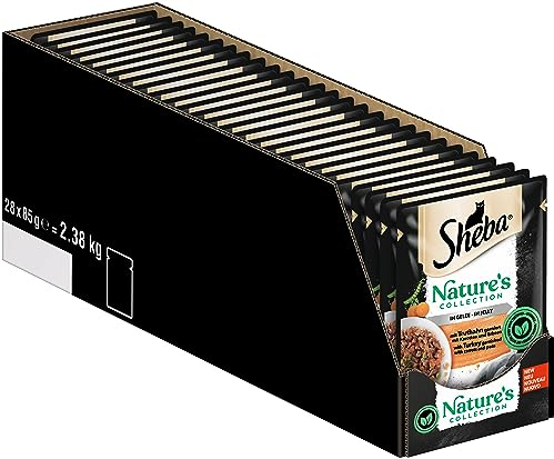 SHEBA Nature's Collection in Gelee - Hochwertiges Katzennassfutter mit Truthahn im Portionsbeutel - 28 x 85g