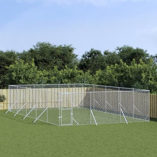 BaraSh Outdoor-Hundezwinger Silbern 6x10x2 m Verzinkter Stahl Hundehaus HundekäFig Hundezwinger Outdoor HundehüTten FüR DraußEn