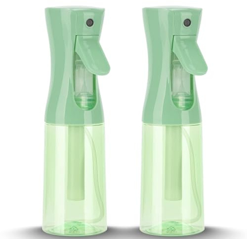 Zuhose Spray Bottle for Hair (6.8OZ /200ML) Continuous Ultra Fine Mist Sprayer for Hair, Salons, Barber, Plants, Skin Care, Cleaning 2 Pack CLEAR GREEN