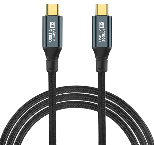 GELRHONR Cable USB C a USB C de 100 W, 20 Gbps, USB C 3.2 Gen2 x 2 cables de datos, PD 3.0 5 A, cable de carga rápida tipo C 8 K a 60 Hz, transmisión de vídeo para OTG, teléfono móvil Mac/Book Pro,