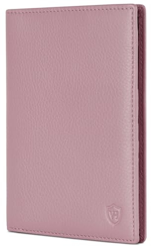 VON HEESEN® Reisepasshülle Leder Etui mit RFID-Schutz - Passhülle Passport Reisepass Mappe Hülle Organizer - Reiseorganizer für Damen & Herren (Lavendel)
