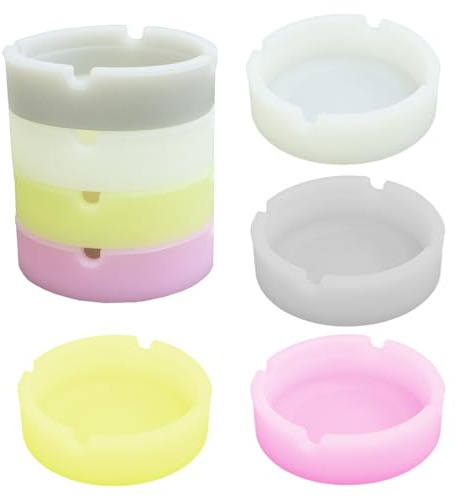 8x 4 Colors Luminous Silicone Rubber High Temperature Heat Resistant Fluorescent Premium Round Ashtray Sets