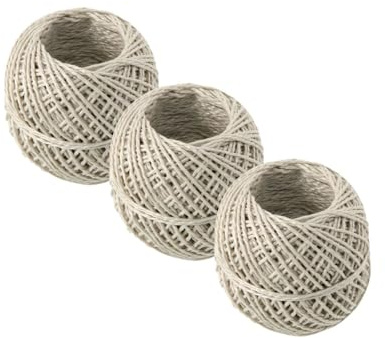 Fackelmann 9922550 - Set di 3 rotoli di spago, in lino, spago, 80 m, colore: Marrone
