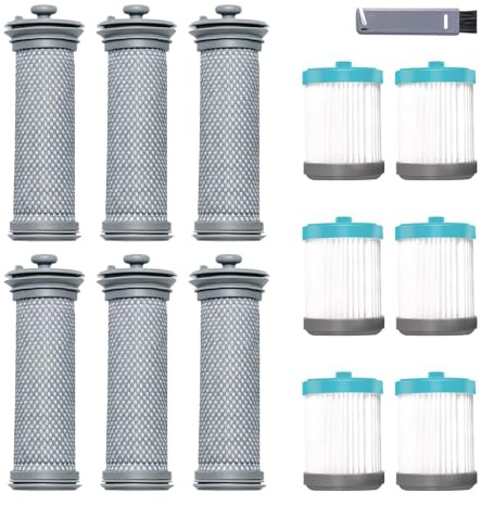 12 Pack Cordless Vacuum Filter Replacement Compatible with Tineco A10 Hero, A10 Series, A11 Hero, A11 Series, PURE ONE S11, S11 Series, PWRHERO11 Snap, 6 Pre Filters & 6 HEPA Filters