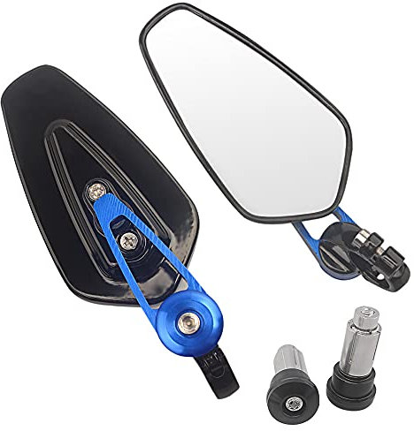 Motorrad Lenker Spiegel Rückspiegel 360° Drehbar, Universal 7/8 Motorrad-Griff-Barende-Rückspiegel Motorradzubehör(Blue)