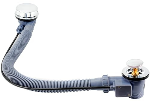 G1 1/2 Bath Waste & Overflow Kit - Pop Up Click Clack Bath Waste Overflow Pipe Connection, Clicker Bathtub Waste Drain Replacement