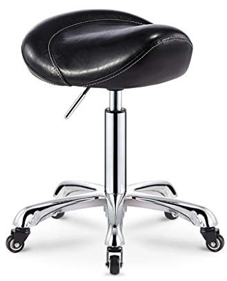 LXGJSQY Hocker auf Rädern, schwarzer Sattelhocker, rollender Drehstuhl für Zahnarztpraxen, Massagekliniken, Spa-Salons, Verstellbarer hydraulischer Hocker mit Rädern (Farbe: Schwarz) Marriage