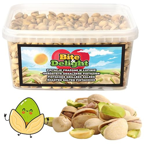 Bite & Delight 5 kg Pistaches Grillées Salées avec Coque Snack Sain Riche en Protéines et en Graisses Saines Pistachios Sans Gluten