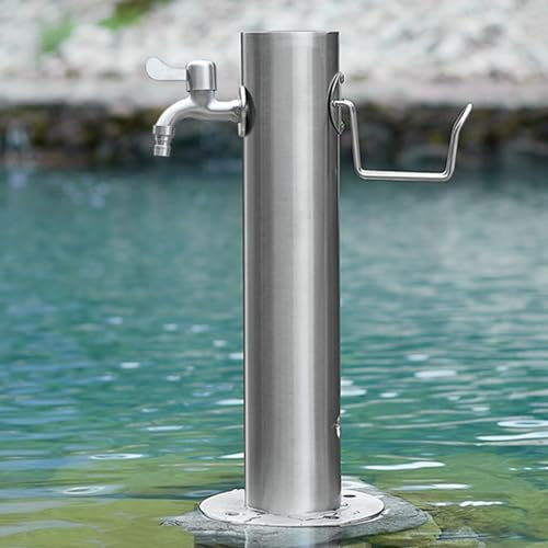 Generico Colonna d'Acqua da Giardino Indipendente con Supporto per Tubo Flessibile Esterno, Rubinetto dell'Acqua antigelo in Acciaio Inossidabile 304 Montato a Pavimento, palo del Rubinetto del Corti