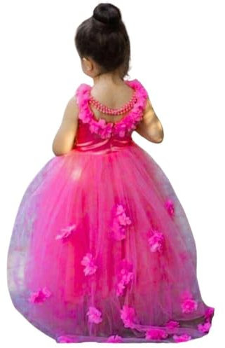 Vestidos de Flores para niñas pequeñas de Rebecca Pearl para Bodas: Elegantes Vestidos Florales sin Mangas para Fiestas (7 años, Fucsia)