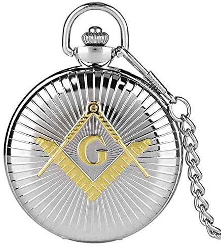HUIBBGO Reloj de Bolsillo P de Lujo con diseño de Gran G masónico, de aleación de Cuarzo, con Cadena de 30 cm, para Hombre, Regalo, Dorado