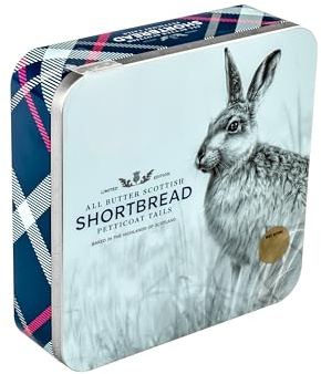 Limited Edition Rabbit/Hare All Butter Scottish Shortbread Petticoat Tails, Blue & Silver-Colour Tin, 360g