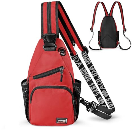 Geestock Crossbody axelväska ryggsäck för män kvinnor, konvertibel axelväska vattentät bröstväska för dagväska resor vandring, Röd, Small, Slunga