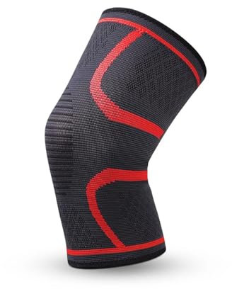 AHIOJEGX Knee Braces Men's and Women's Autumn and Winter Sports Badminton Running Fitness Outdoor Knitted Mountaineering Knee Pads(Red,Size M (Single))