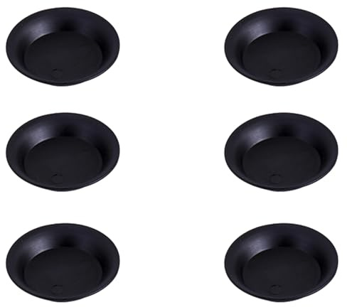 Aoktorkit Lot de 6 soucoupes rondes en plastique de 7 cm pour pot de fleurs intérieur et extérieur, noir