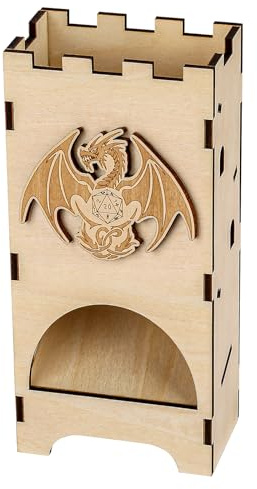 LKKCHER DESIGN DND Fantasy Drache Muster Würfeltablett, würfelturm Holz, Kleine Rollbox für D&D Spieleabende, Rollenspiele zubehör (Würfel Nicht enthalten)