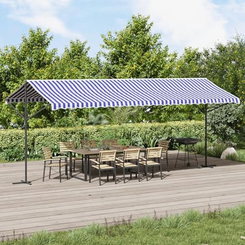 Festnight Store Double Pente 6 x 3 m Store banne Double Pente Store terrasse rétractable Inclinaison réglable pour Balcons Terrasse et Jardin-Blanc-6 x 3 m