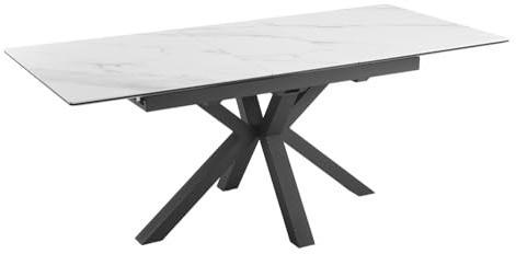 Riess Ambiente Esstisch Eternity 200cm - hellgrau schwarz - Keramik | 10 Sitzplätze, hochwertig, angenehme Haptik, sicherer Stand, 60 kg Belastbarkeit, höhenverstellbaren Füße, Metallgestell
