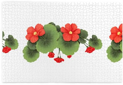 Jigsaw Puzzles1000 Piece Yyhwhjde Red Begonia Flowers Prints Quality Wooden Puzzle for Adults and Kids, Fun Puzzles, Stress Relieving Puzzles