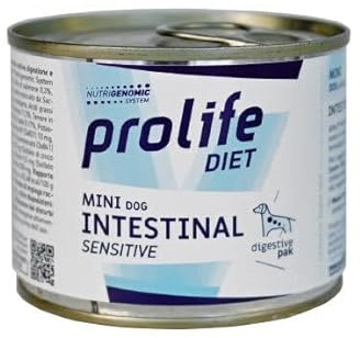 Prolife Intestinal cane, alimento completo dietetico per cani con disturbi intestinali, dieta veterinaria, gusto Maiale | 6 scatolette da 200 grammi l'una.