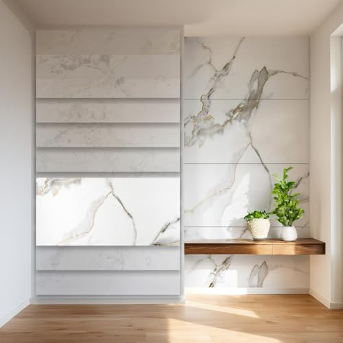 HEXIM Marmorplatten Optik 4er-Set 122×70cm SPC Kunststoff Innen & Außenbereich Granit Steinoptik - Duschrückwand Küchenrückwand ohne Bohren wasserfest gold (3,42 m² 8038A) A-Serie