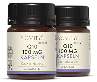 sovita Q10 100 mg Kapseln mit natürlichem Coenzym Q10 | Hochdosiert & vegan zur Unterstützung des Energiestoffwechsels | Ohne tierische Inhaltsstoffe | 60 Kapseln (2)