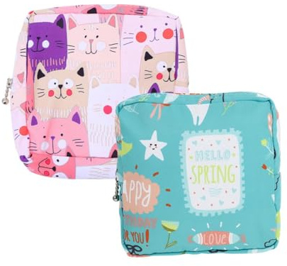 TOKIDNY 2piezas Bolsa De Algodón Para Guardar Toallas Sanitarias Cremallera Para Uso Diario y Viajes