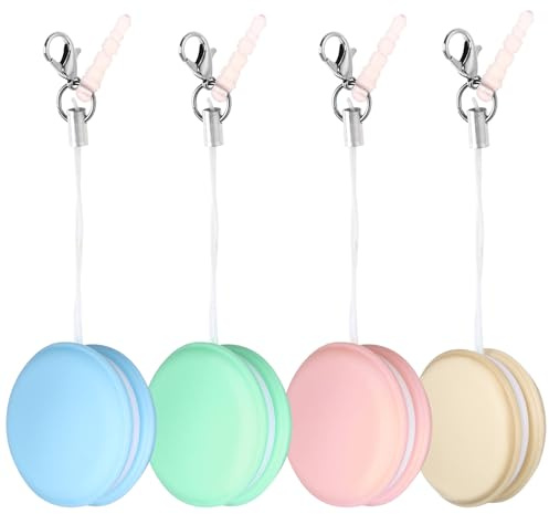 OATIPHO Macaron Phone Screen Cleaner 4Pcs Set with Keychain Lanyard, Portable Cellphone Touchscreen Wipes for Mobile Phones, Cameras, and Eyeglasses Random Color Random Color
