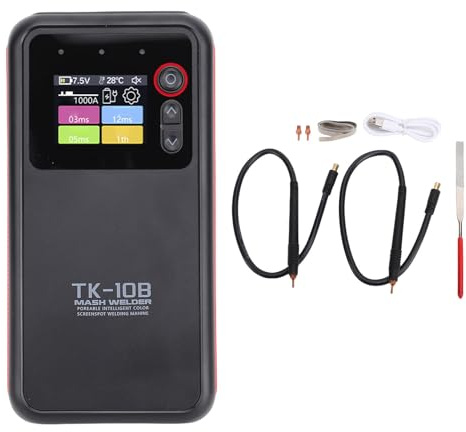 Buachois Batterie Punktschweißgerät, 1.8 Zoll Display 5000mAh einstellbare Ausgabe, tragbar für 0.1-0.25mm Ni Eisen Stahlblech, mit USB Ladefunktion und Temperaturkontrolle