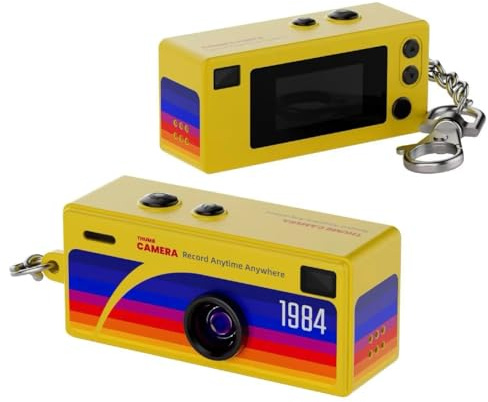 Digital Camera, FHD 1080P Digital Camera for Kids, Thumb Keychain Retro Camera 0.96 inch Mini Compact video cameras for childrens with 32GB TF Card (yellow)